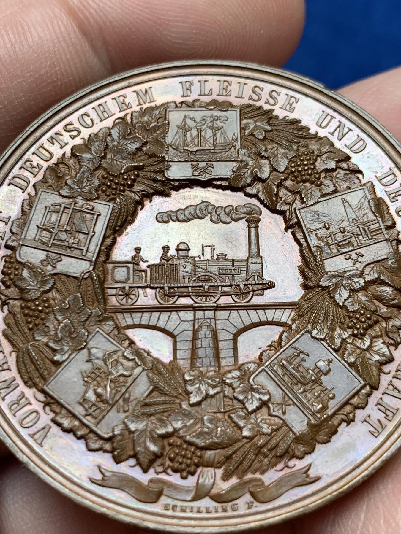 《竞宝斋》第302场- 周日，周一，周二  3场连拍 （全场包邮） 德国1844年工业博览会纪念铜章 45mm 53.4g
