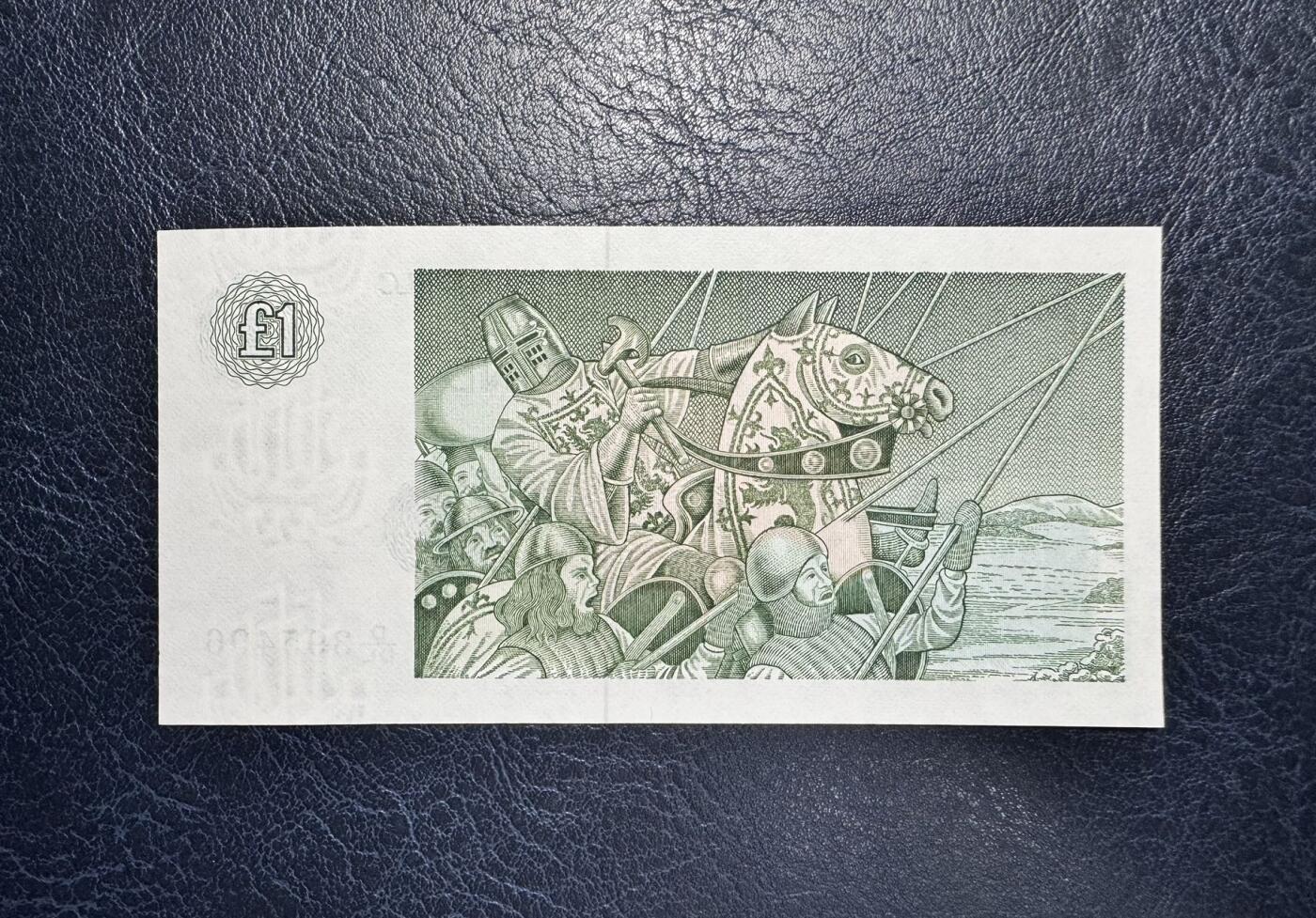 收藏联盟Quantum Auction 第371期拍卖  苏格兰克莱斯戴尔银行1987年1镑 品相全新UNC 千位号 布鲁斯国王