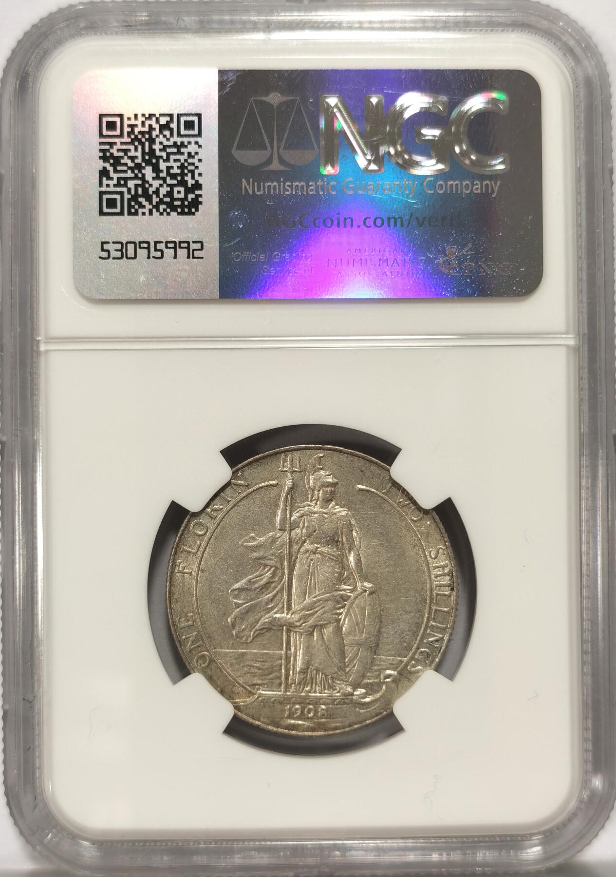 博洋堂“长夏未央”8月精品专场暨第089期（全场包邮） NGC AU55 英国1908年海神弗洛林，特年难得，低评