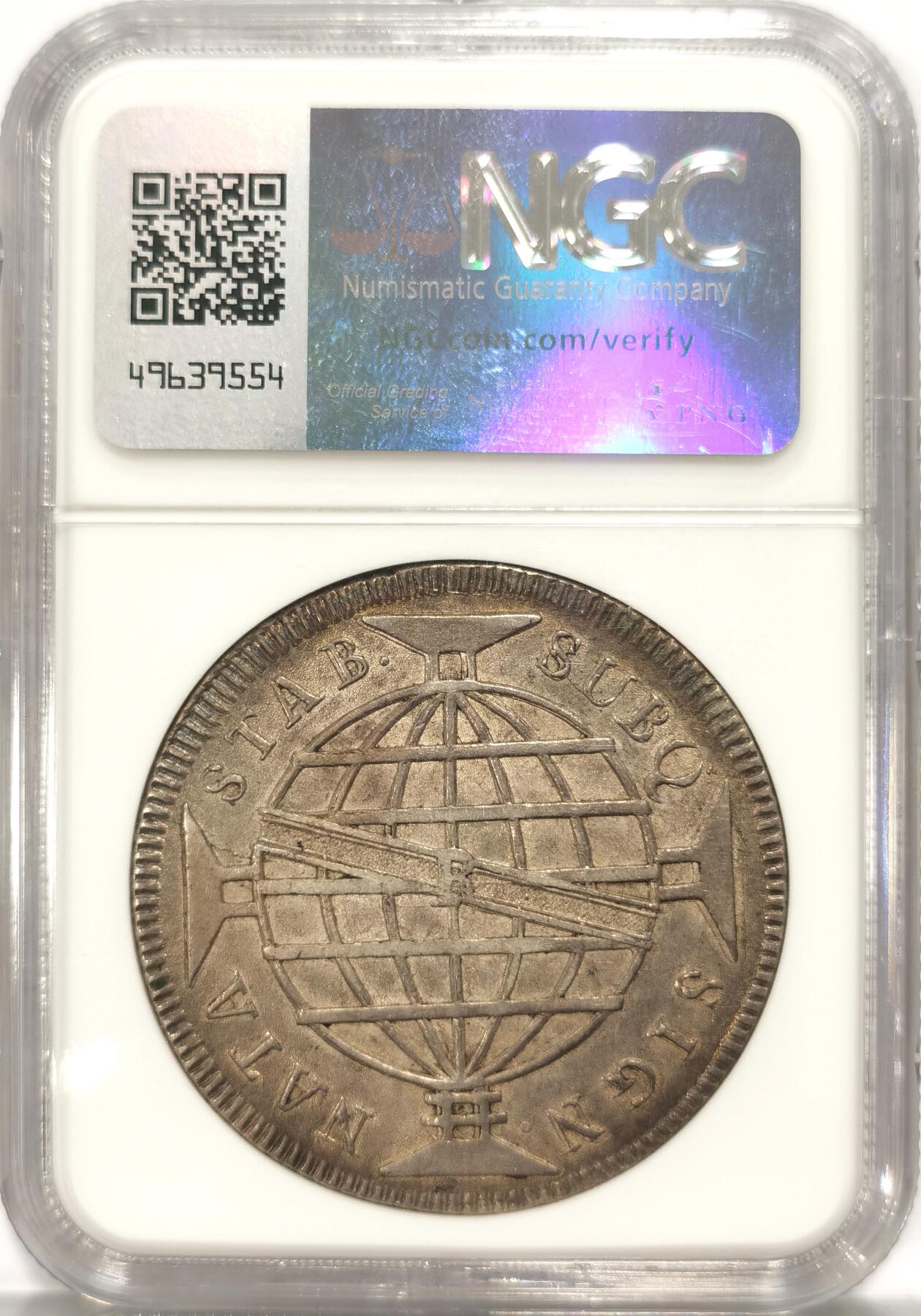 博洋堂“长夏未央”8月精品专场暨第089期（全场包邮） NGC AU58 葡属巴西1813年R版960R地球大银币，极美原味包浆，早期高分少见