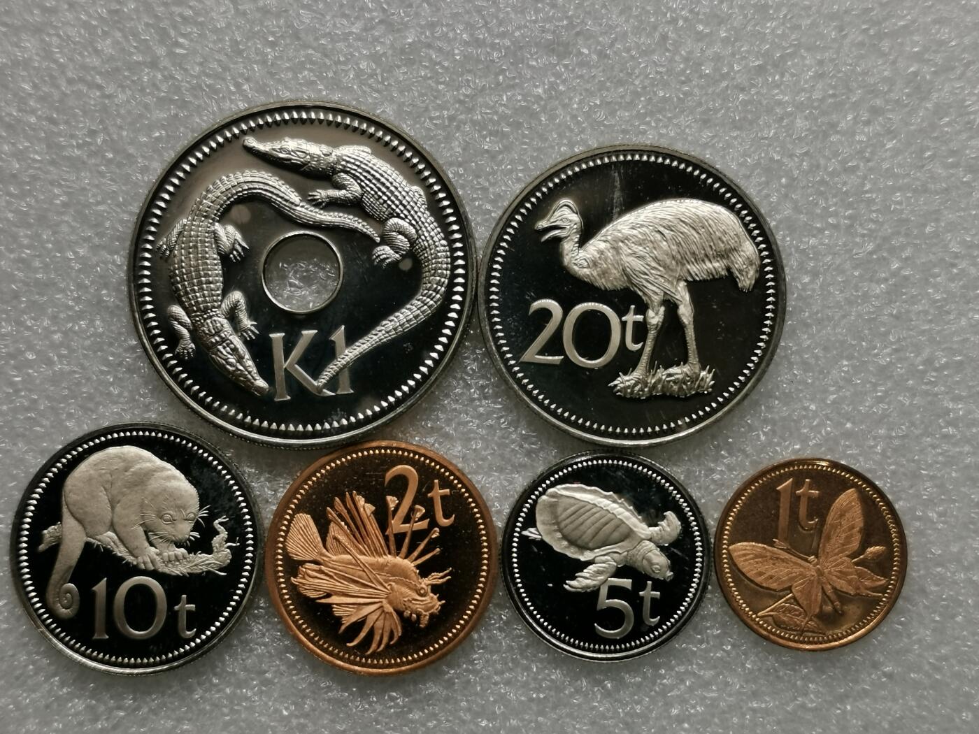 四叶草钱币第4场 散币 银币 巴布亚新几内亚1975年精制套币6枚