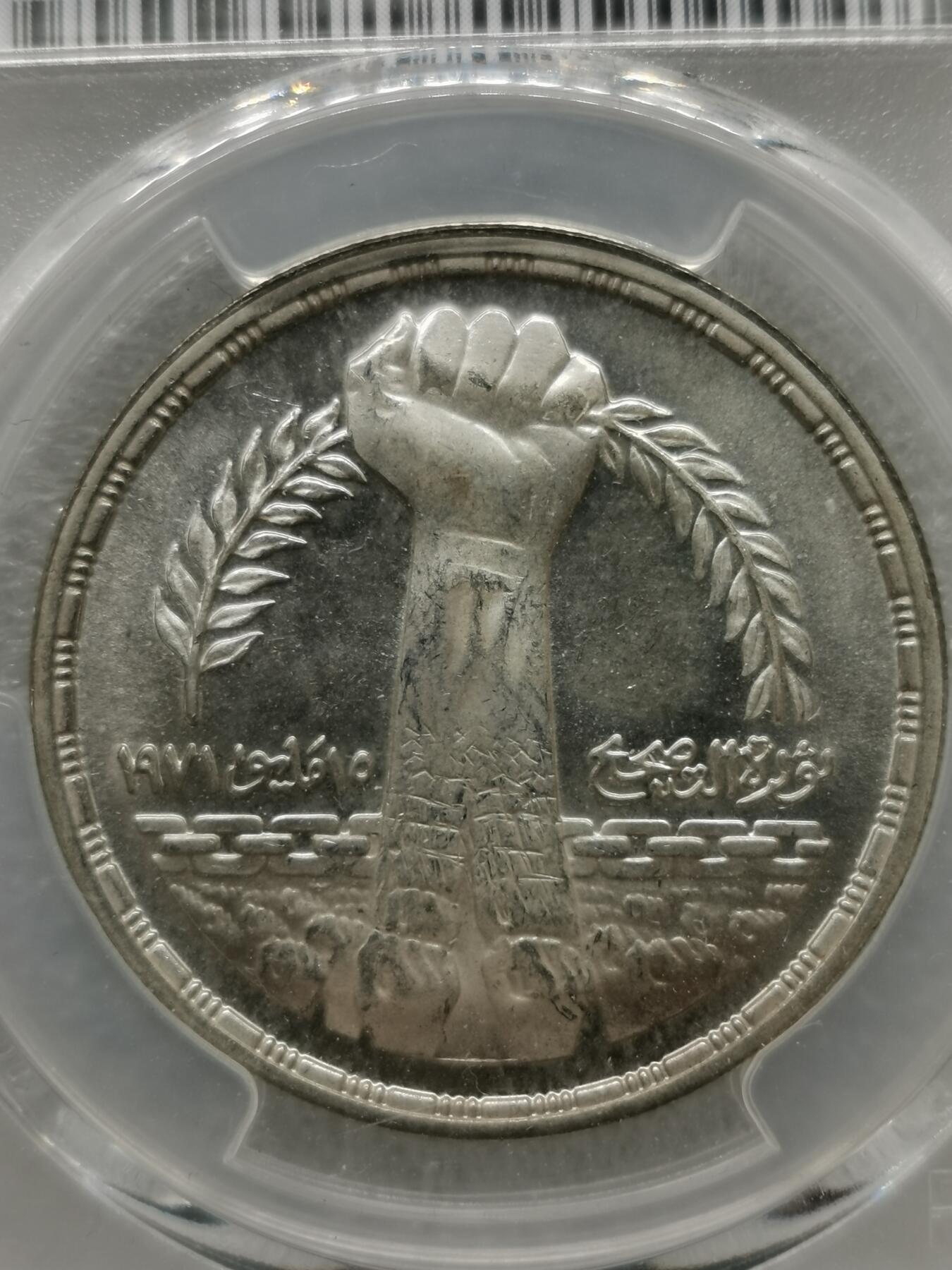 四叶草钱币第4场 散币 银币 埃及1980年萨达特纠偏运动 1磅精制银币 发行量3000枚