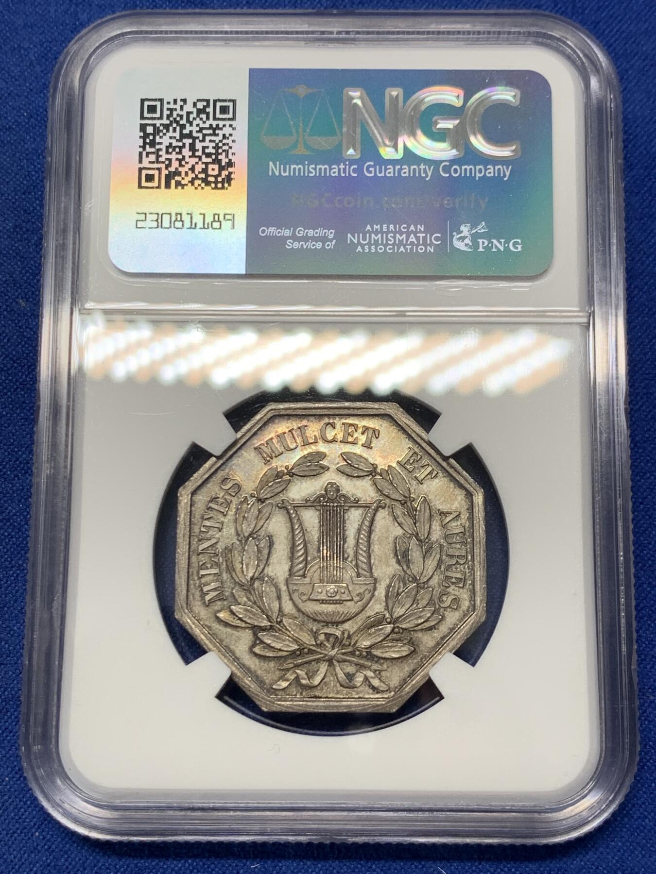 《竞宝斋》第302场- 周日，周一，周二  3场连拍 （全场包邮） NGC MS64 冠军分 1834年法国奥尔良音乐学院 少见品