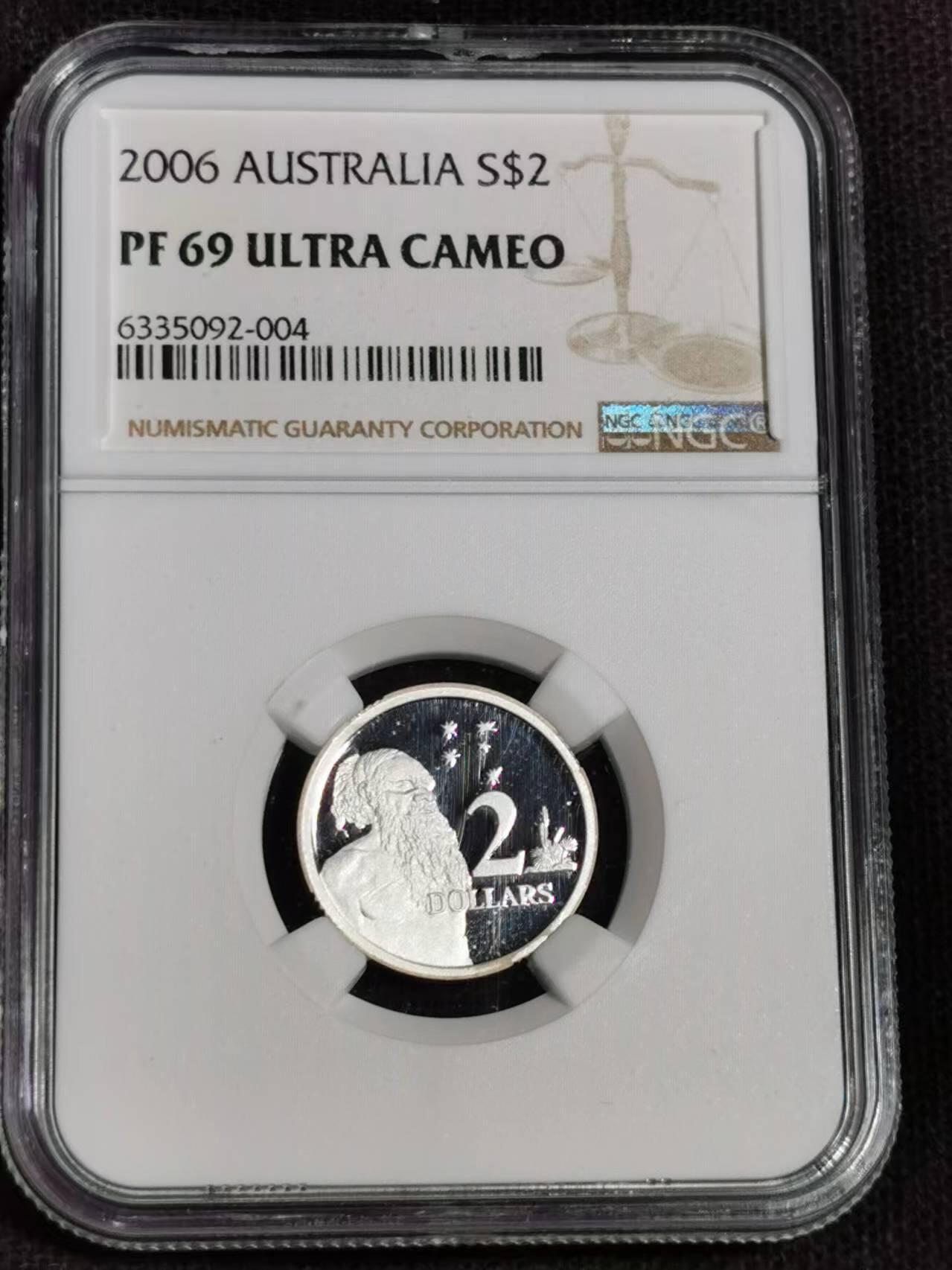 刘世昌艺术品销售中心～虎踞龙蟠*金杨在线联拍群第510期 澳大利亚2006年“土著人”精制纪念银币（NGC   PF69UC   串号：6335092-004）1枚。