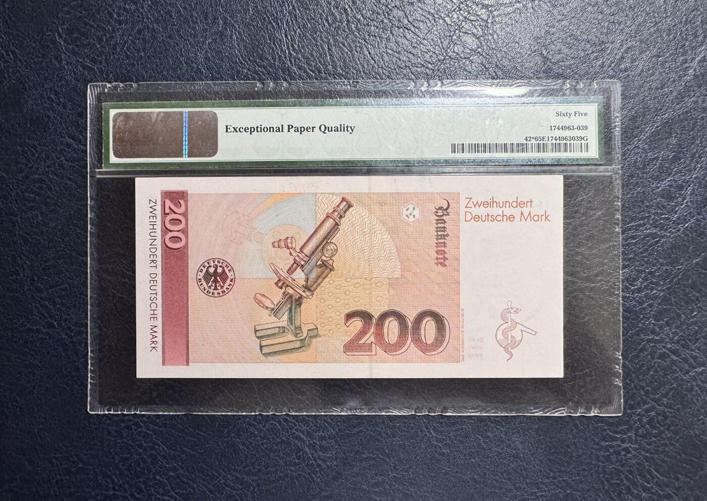 收藏联盟Quantum Auction 第372期拍卖  德国联邦1989年200马克 PMG65 补号 诺贝尔医学奖得主 埃尔利希