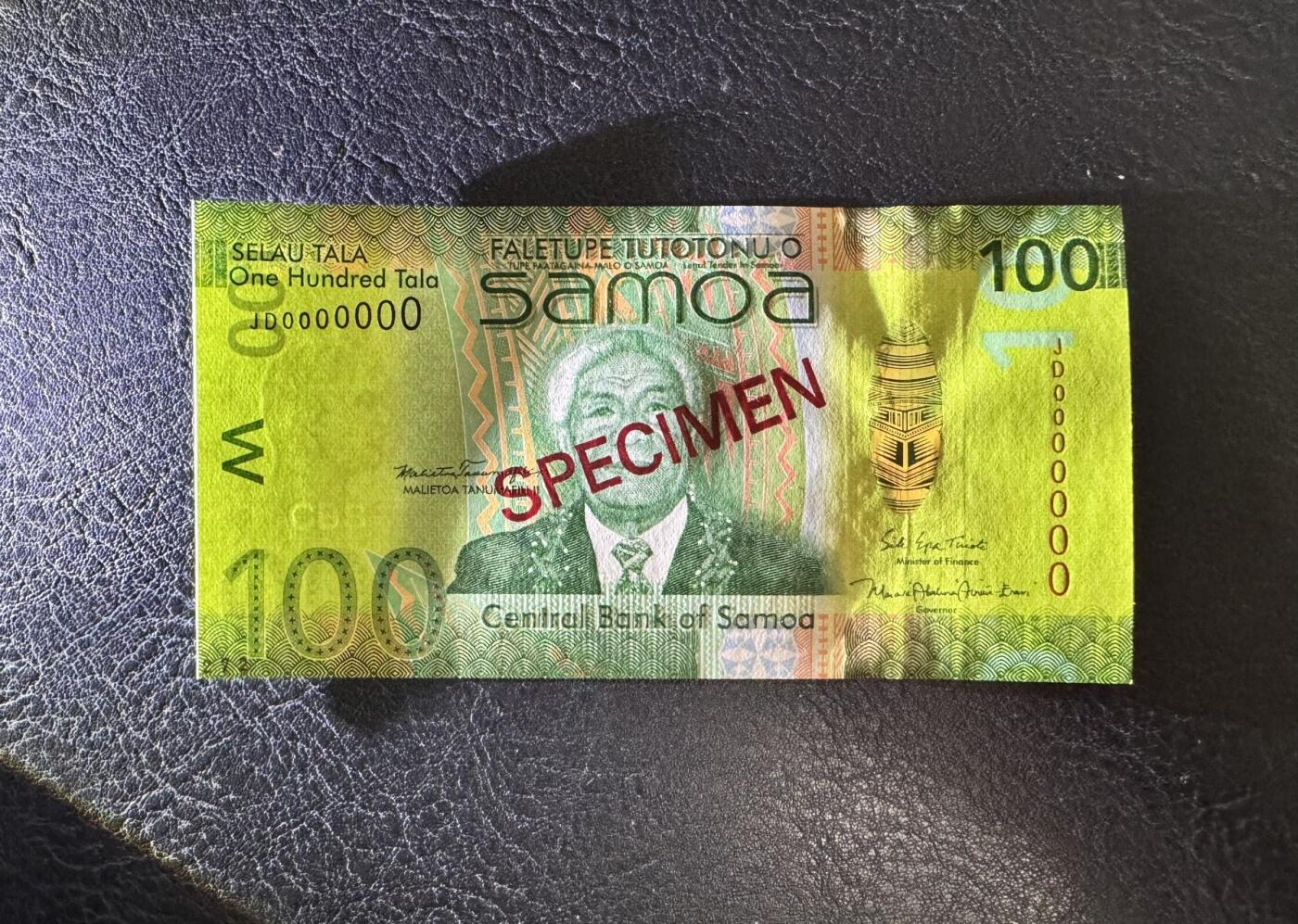 收藏联盟Quantum Auction 第372期拍卖  萨摩亚2012年100塔拉样票 品相全新UNC