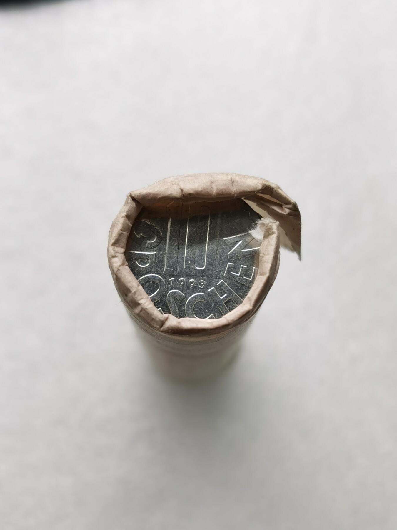 四叶草钱币第4场 散币 银币 奥地利1993年10格罗申铝币 原卷少一枚  纸卷有破损