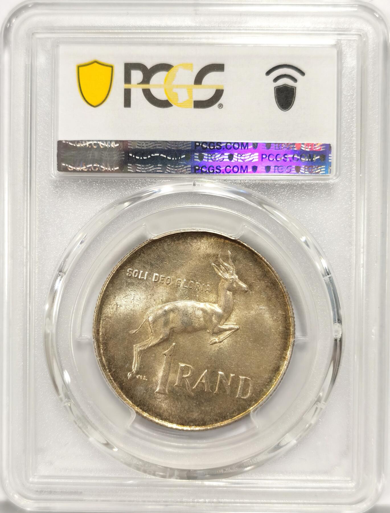 博洋堂“长夏未央”8月精品专场暨第089期（全场包邮） PCGS MS66 南非1966年开拓者贝里克1兰特银币，仅有2枚更高分