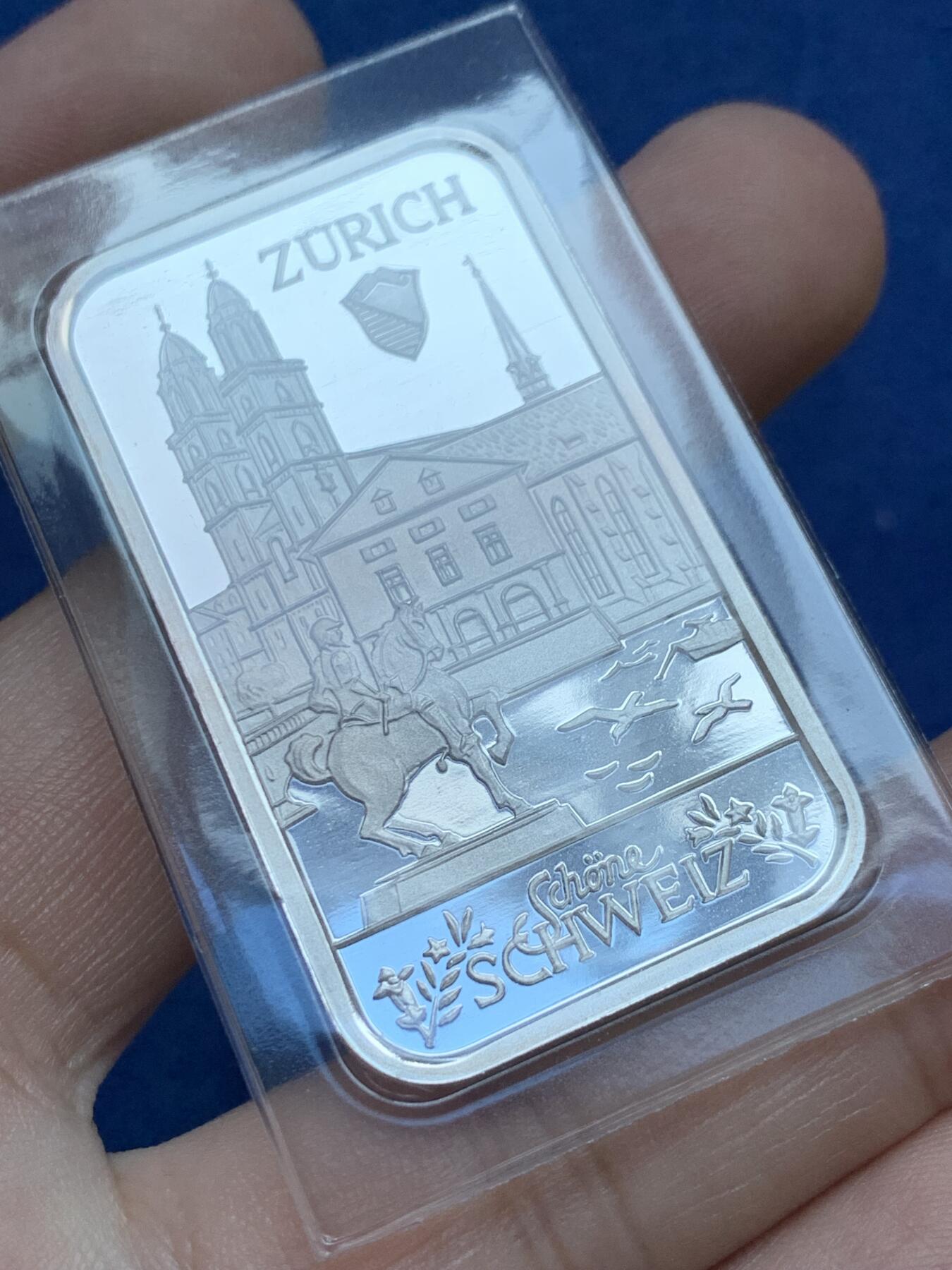 《竞宝斋》第301场 竞宝斋自有渣渣专场- 周日，周一，周二  3场连拍 （全场包邮） 瑞士 骑士景观 银条 1盎司 31.1克 999银