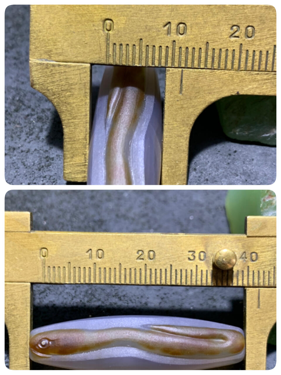 精美高玉化亚光海洋玉髓手工俏色巧雕灵蛇桶珠一个！