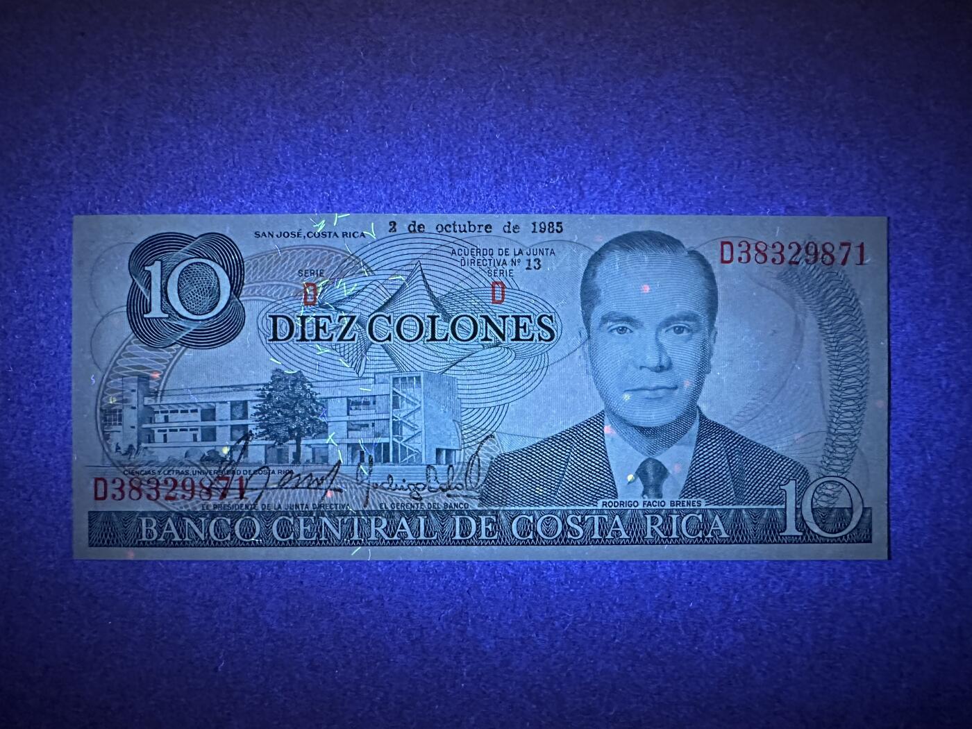 《张总收藏》165期-周日外币超精品 哥斯达黎加10科朗 UNC 1985年 无4