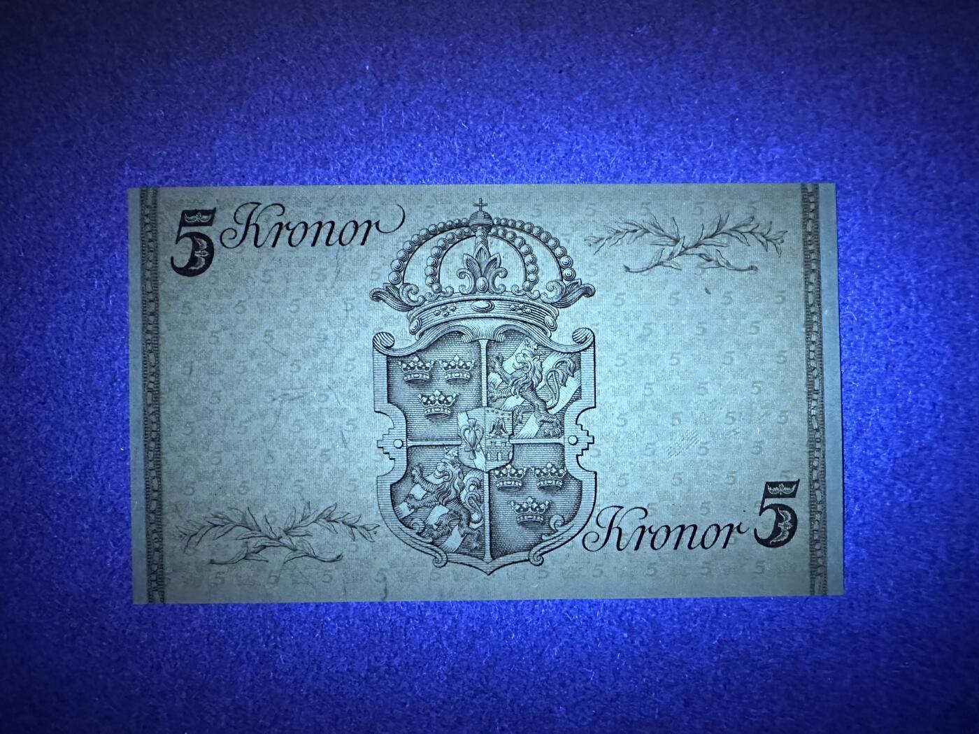 《张总收藏》165期-周日外币超精品 瑞典5克朗 UNC 1948年 古斯塔夫五世国王诞辰90周年纪念钞 无4