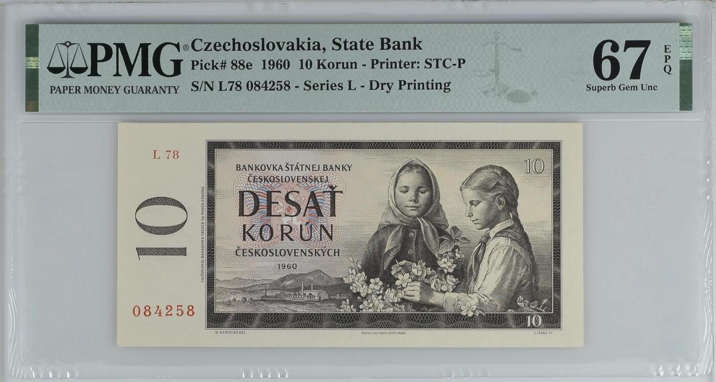 收藏联盟Quantum Auction 第372期拍卖  捷克斯洛伐克1960年10克朗 PMG67 