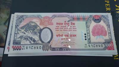 【世界钱币】精选微拍第132期暨2024年第43期  各类库存杂货 2008年尼泊尔1000卢比 大红花 全新绝品无斑(1）