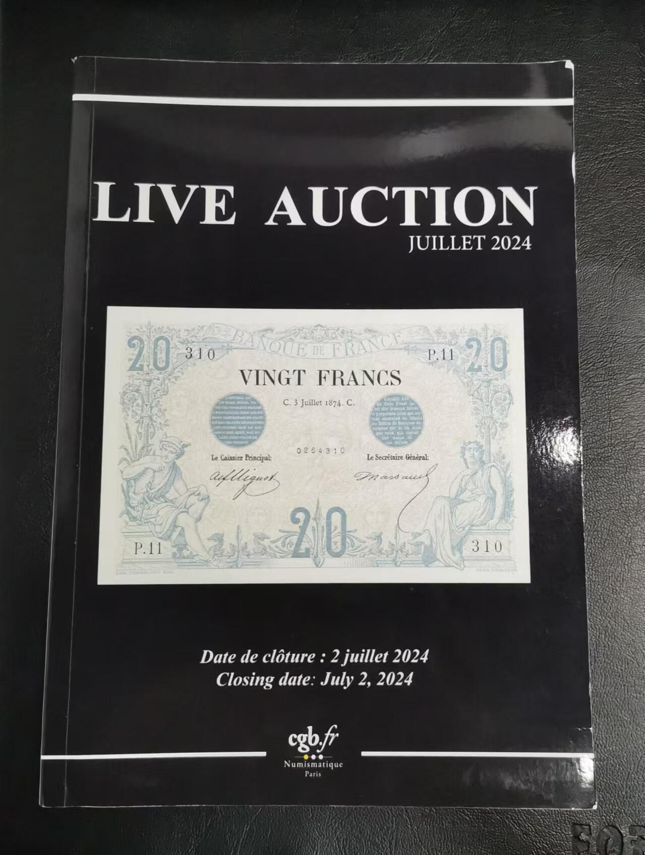 《张总收藏》165期-周日外币超精品 (Live Auction法国cgb.fr印刷，原装进口9成新)法属&世界纸币目录2024年7月最新版