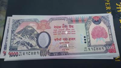 【世界钱币】精选微拍第132期暨2024年第43期  各类库存杂货 2008年尼泊尔1000卢比 大红花 全新绝品无斑(2）
