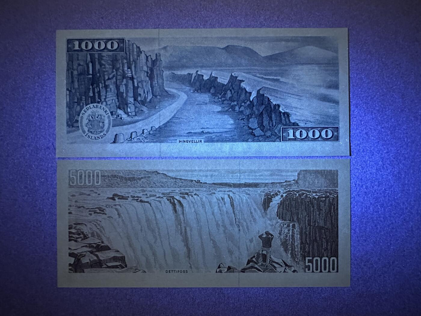 《张总收藏》165期-周日外币超精品 冰岛1000、5000克朗2张 UNC 1961年