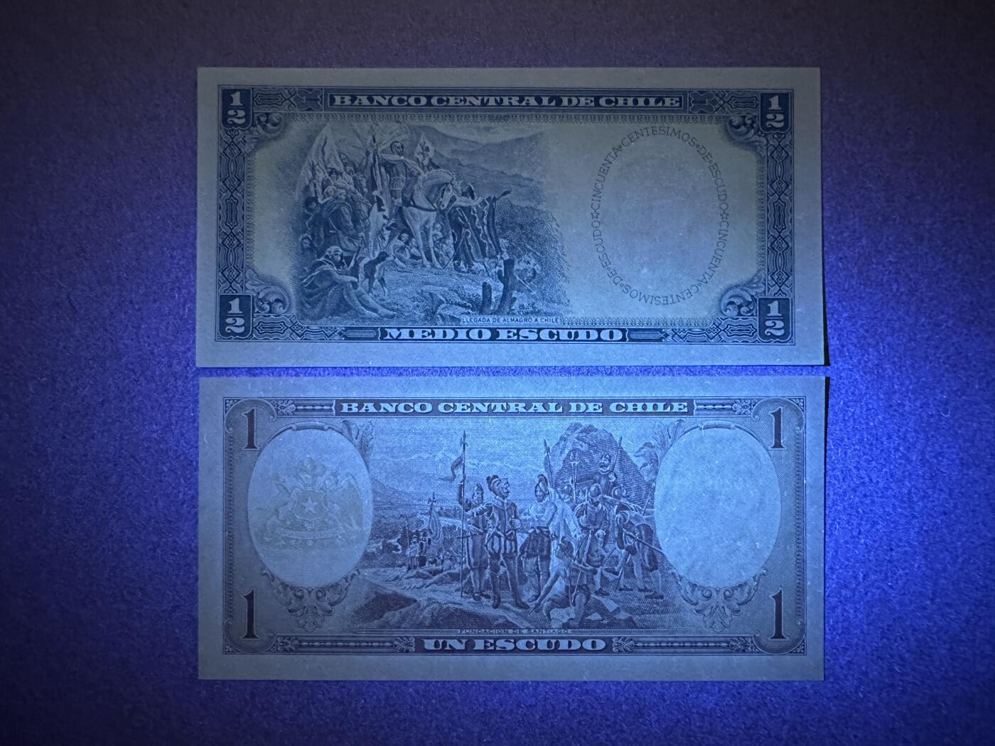《张总收藏》165期-周日外币超精品 智利1/2、1埃斯库多2张 UNC 1962-1975年老版本