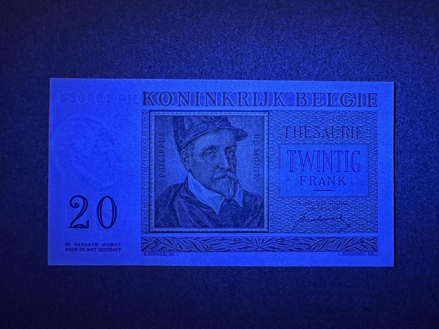 《张总收藏》165期-周日外币超精品 比利时20法郎 UNC 1950年老版本