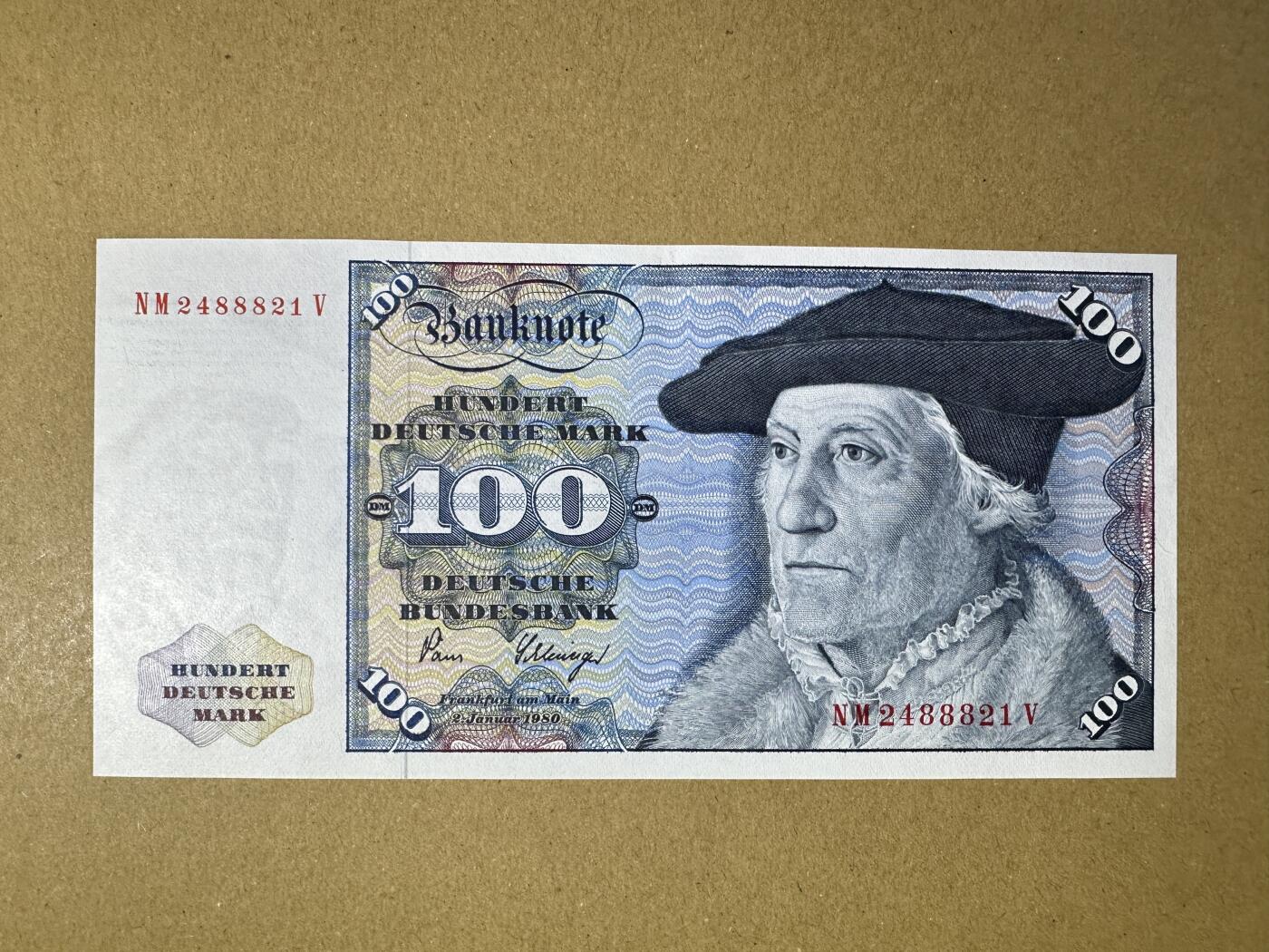 《张总收藏》165期-周日外币超精品 德国100马克 UNC 1980年 倒二版 明斯特