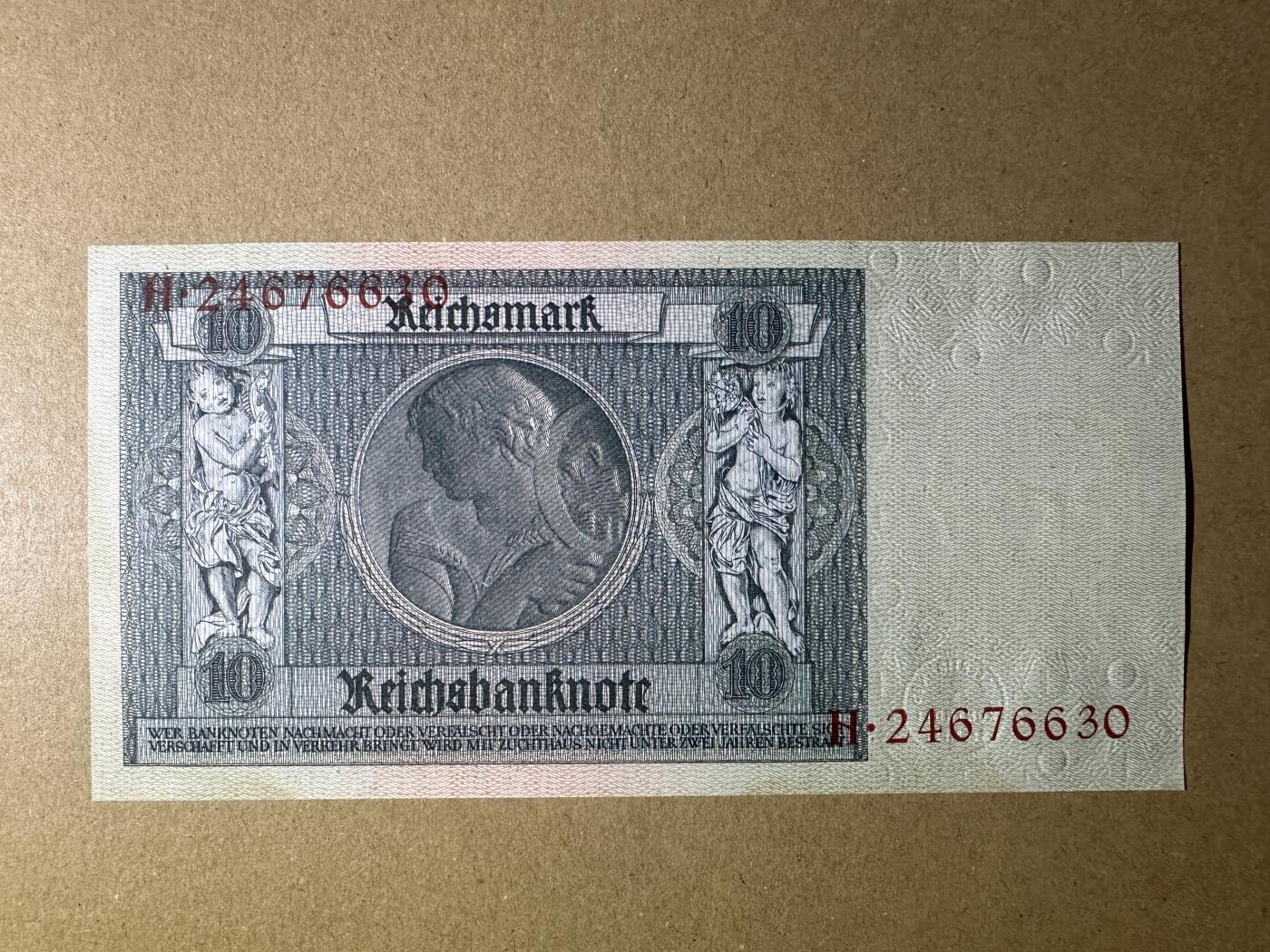 《张总收藏》165期-周日外币超精品 德国10马克 UNC 1929年老纸币 边缘轻微泛黄