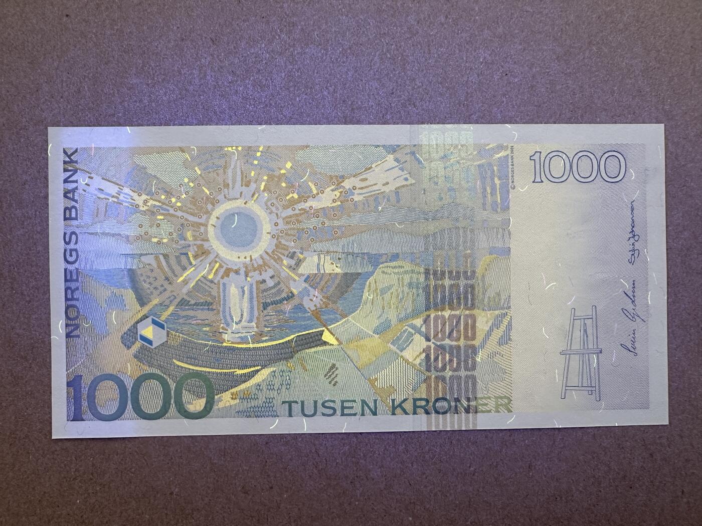 《张总收藏》165期-周日外币超精品 挪威1000克朗 UNC 2001年首发年 挪威表现主义画家爱德华·蒙克 无4