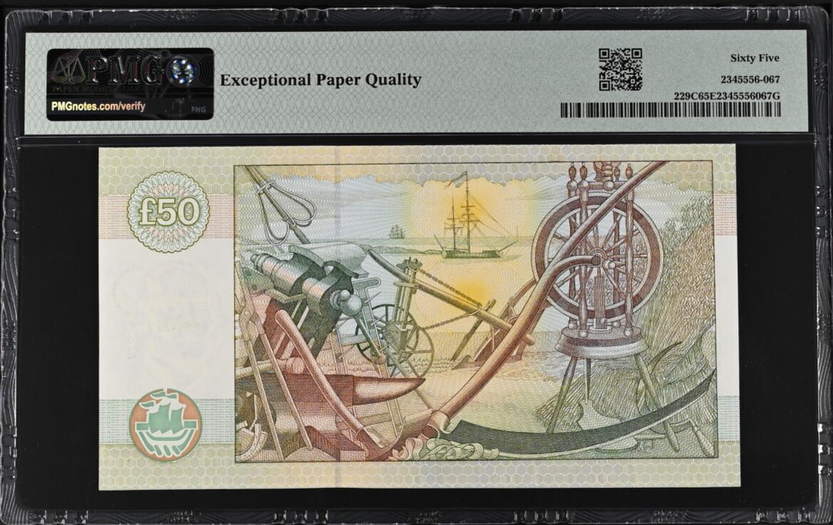《张总收藏》165期-周日外币超精品 苏格兰戴尔银行2001年GU冠50镑PMG65E千位3084号 Pick#229C A.Smith 格拉斯哥大学纪念钞