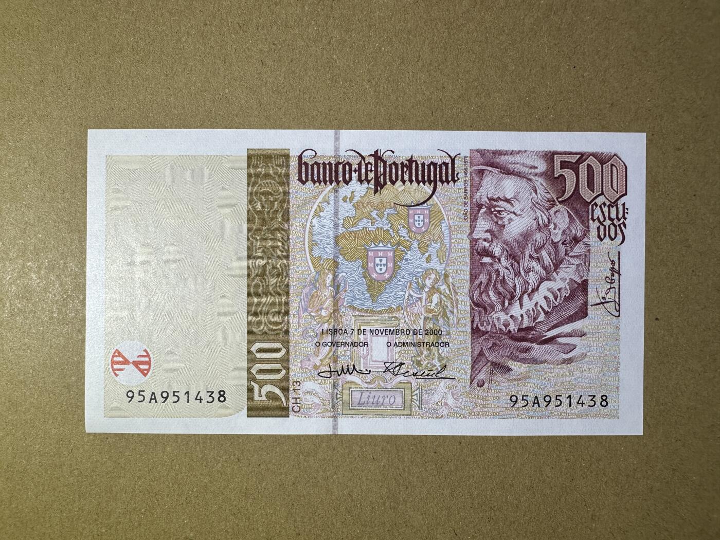 《张总收藏》165期-周日外币超精品 葡萄牙500埃斯库多 UNC 末版
