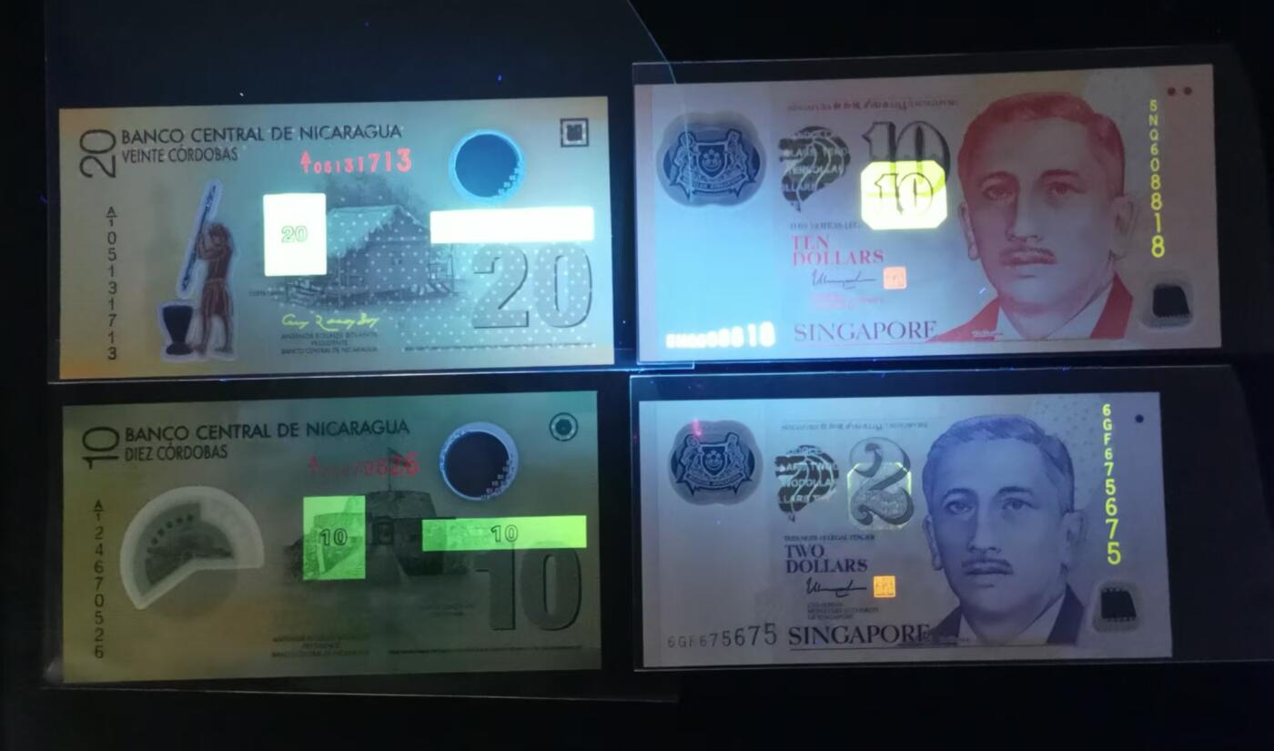 《张总收藏》165期-周日外币超精品 (4张塑料钞UNC)新加坡10&2元靓号 Pick#48k 46l，尼加拉瓜2007年20&10科多巴A1冠  Pick#202a 201a