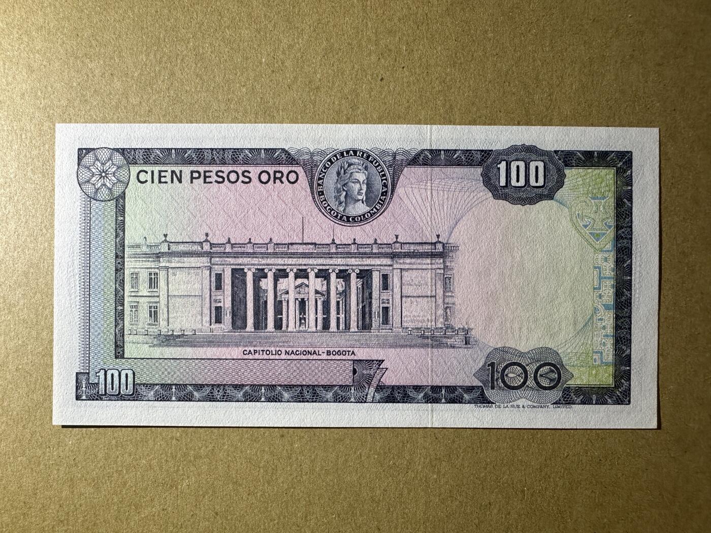 《张总收藏》165期-周日外币超精品 哥伦比亚100比索 UNC 1973年老版本