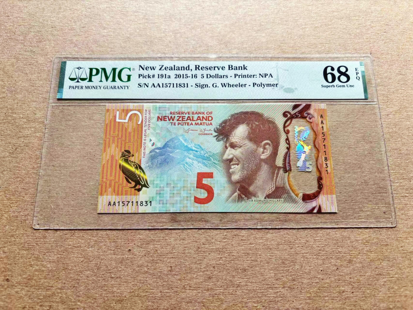 【Blue Auction】✨世界纸币精拍第536期【精】 【AA冠获奖钞】新西兰 2015年5元 PMG68EPQ 超高分