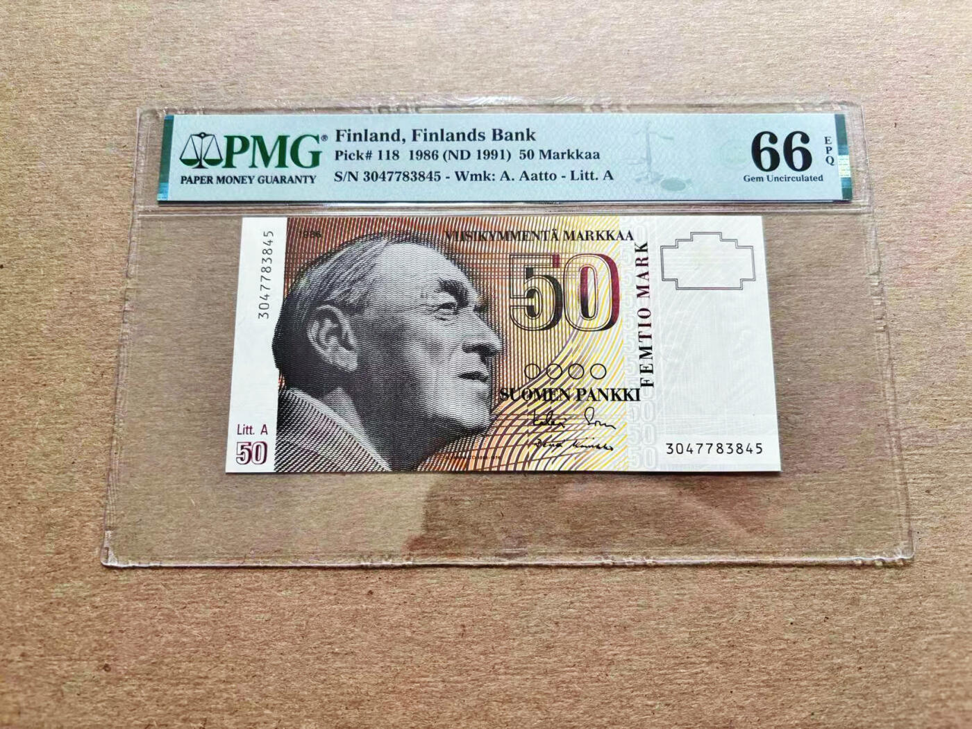 【Blue Auction】✨世界纸币精拍第536期【精】 芬兰 1991年50马克 PMG66EPQ 
