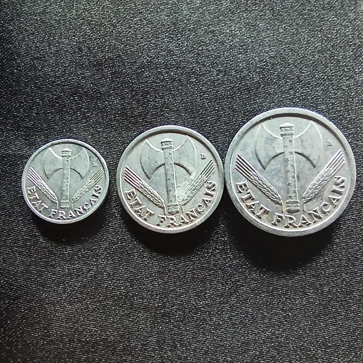 邮泉阁限时拍卖第十四场 各国硬币专场（拍卖结束后请付邮费，存留时间过长需全部邮寄） 二战法国1943年3枚