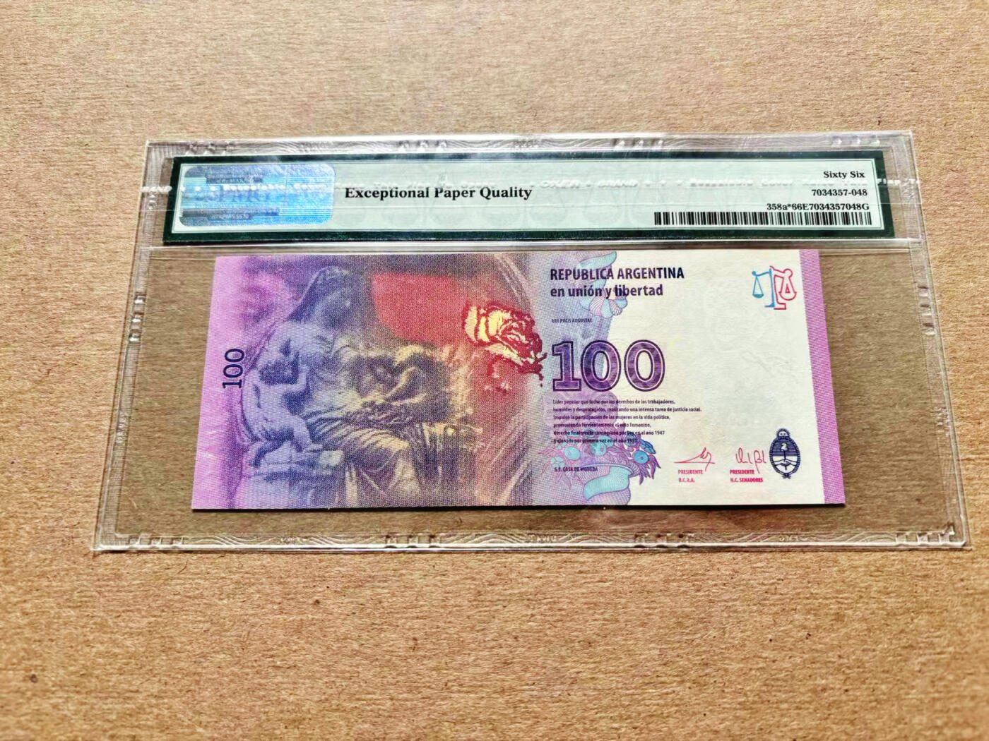 【Blue Auction】✨世界纸币精拍第536期【精】 【补号】阿根廷 2012年100比索 PMG66EPQ 