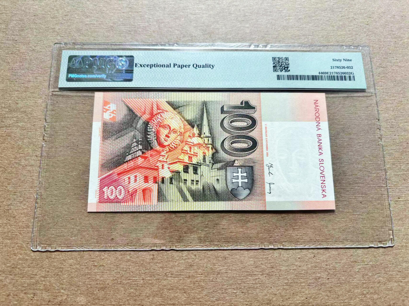【Blue Auction】✨世界纸币精拍第536期【精】 斯洛伐克 2004年100克朗 PMG69EPQ近满分  