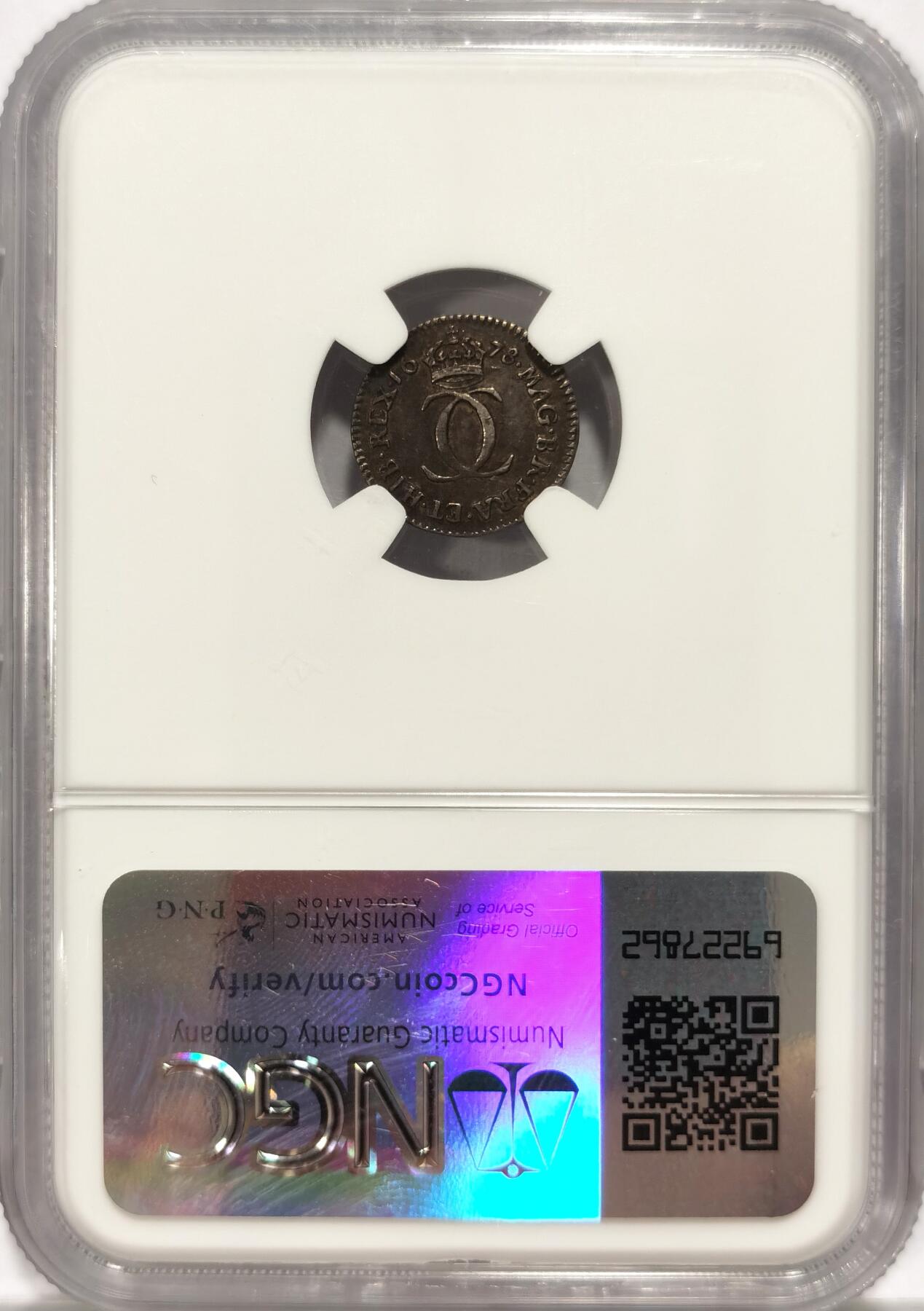 博洋堂“长夏未央”8月精品专场暨第089期（全场包邮） NGC AU55 英国1678年查尔斯二世2便士濯足银币 冠军分