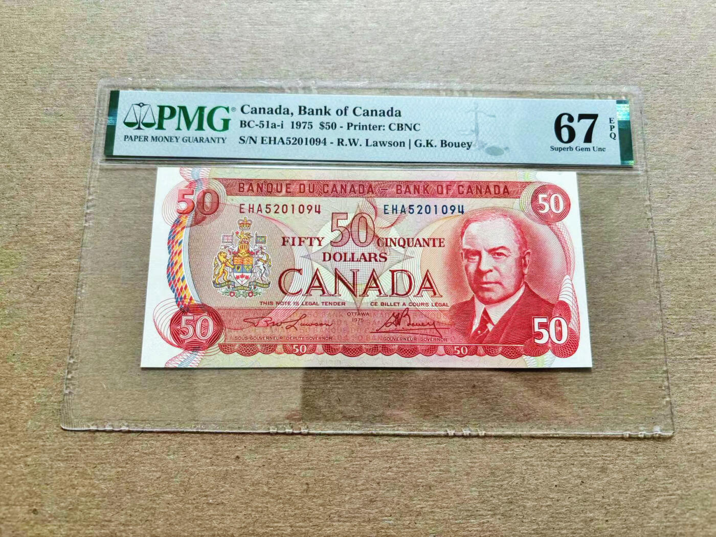 【Blue Auction】✨世界纸币精拍第536期【精】 加拿大 1975年50元 PMG67EPQ高分  