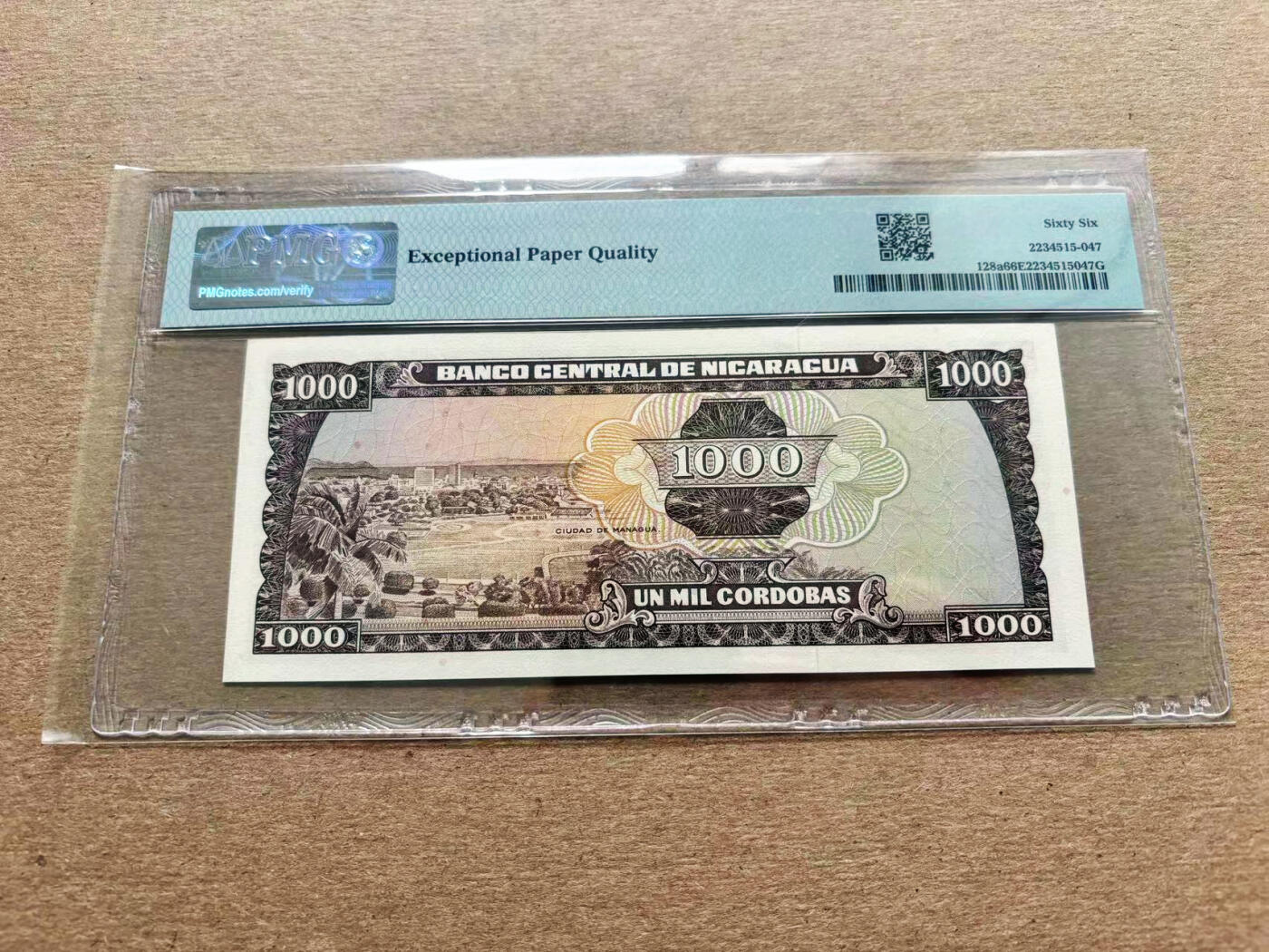 【Blue Auction】✨世界纸币精拍第536期【精】 【无47】尼加拉瓜 1972年1000科多巴  PMG66EPQ 