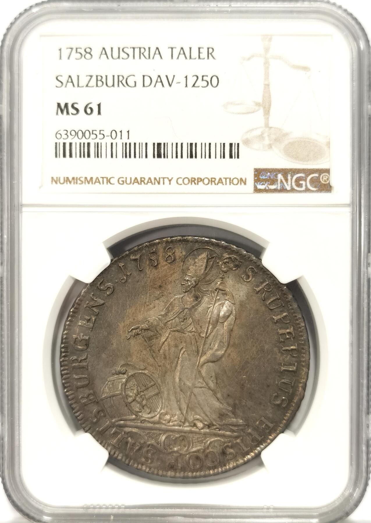 博洋堂“长夏未央”8月精品专场暨第089期（全场包邮） NGC MS61 神罗萨尔茨堡1758年西格蒙德三世红衣主教泰勒 老五彩 非常少见的MS老泰勒