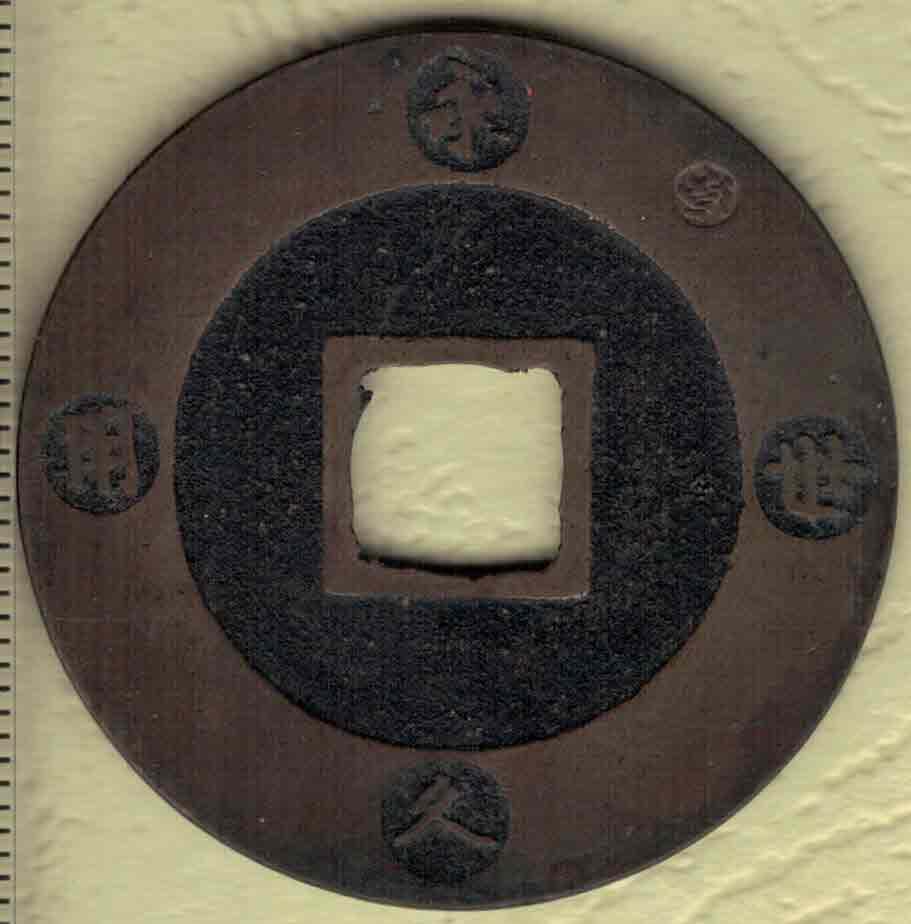 宝永通宝背永久世用 珍 日本铸 直径见图侧标尺尺度 实物图