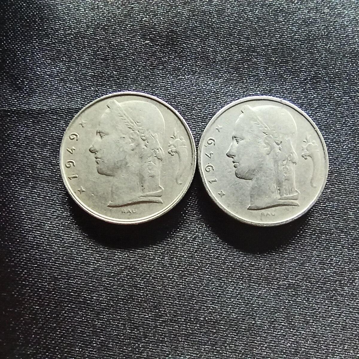 邮泉阁限时拍卖第十四场 各国硬币专场（拍卖结束后请付邮费，存留时间过长需全部邮寄） 比利时1949年5法郎2枚2种文学