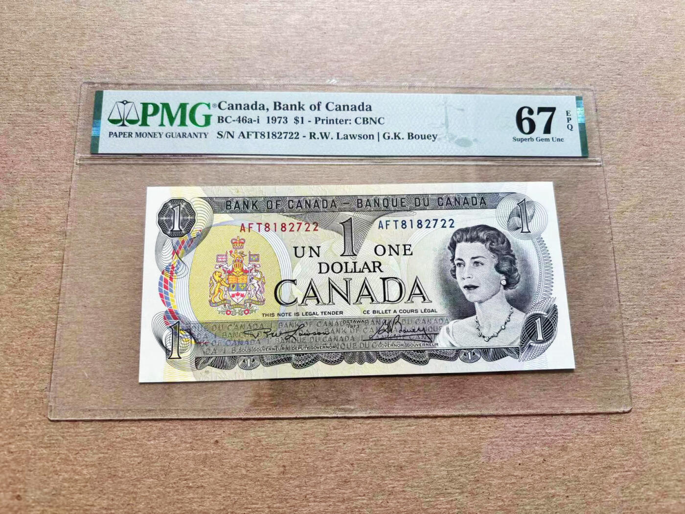 【Blue Auction】✨世界纸币精拍第536期【精】 加拿大 1973年1元 PMG67EPQ高分  