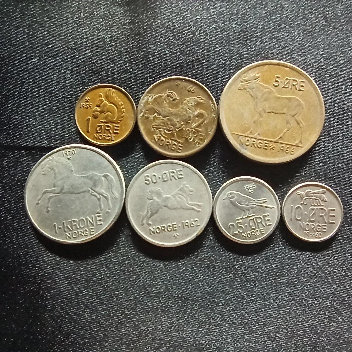 邮泉阁限时拍卖第十四场 各国硬币专场（拍卖结束后请付邮费，存留时间过长需全部邮寄） 挪威奥拉夫五世国王7枚