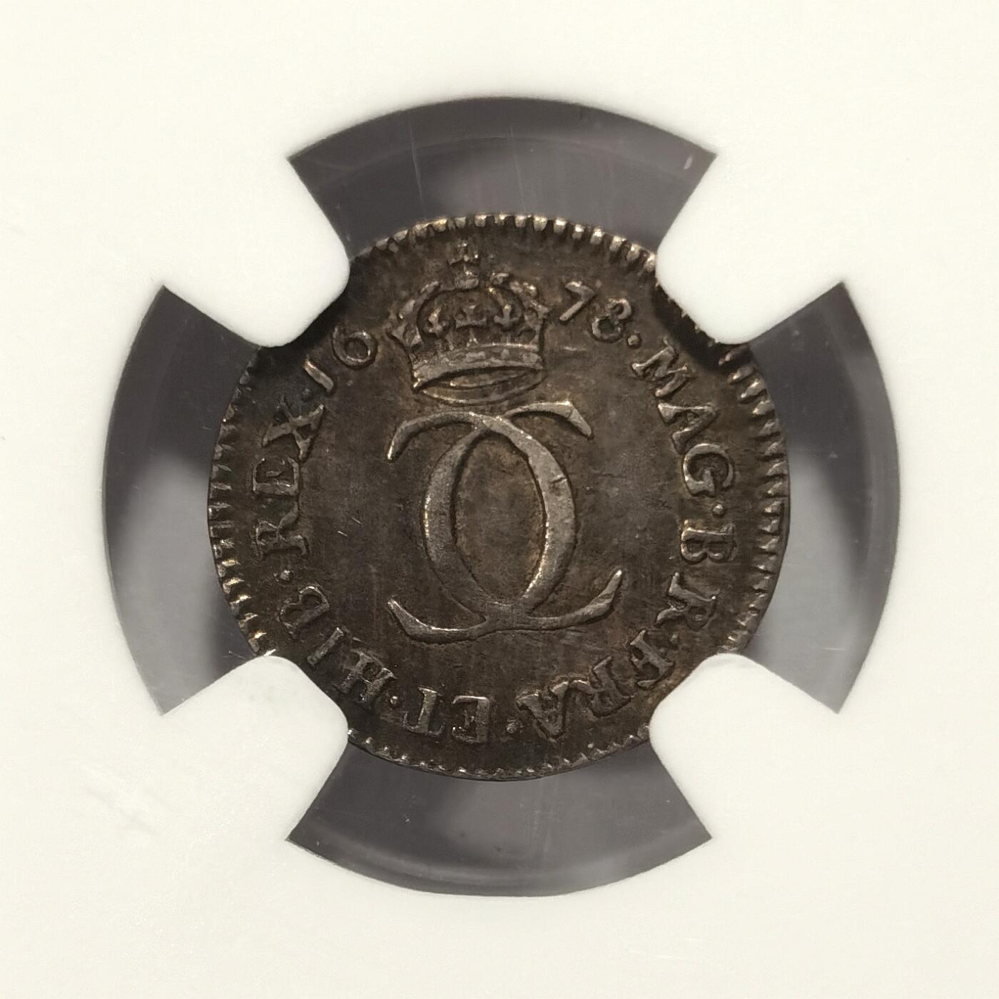 博洋堂“长夏未央”8月精品专场暨第089期（全场包邮） NGC AU55 英国1678年查尔斯二世2便士濯足银币 冠军分