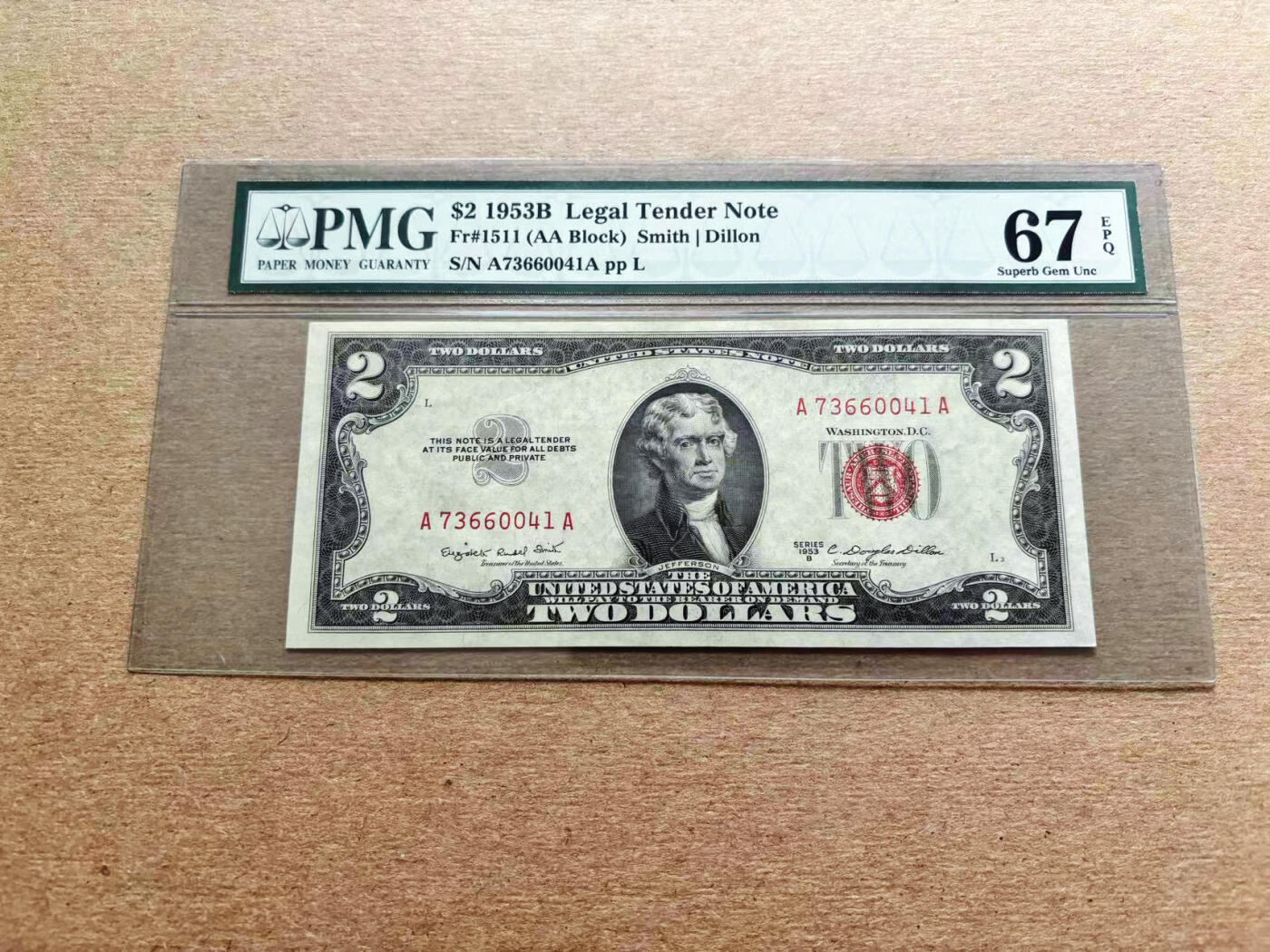 【Blue Auction】✨世界纸币精拍第536期【精】 【AA】美国 1953B  2美金  PMG67EPQ 高分