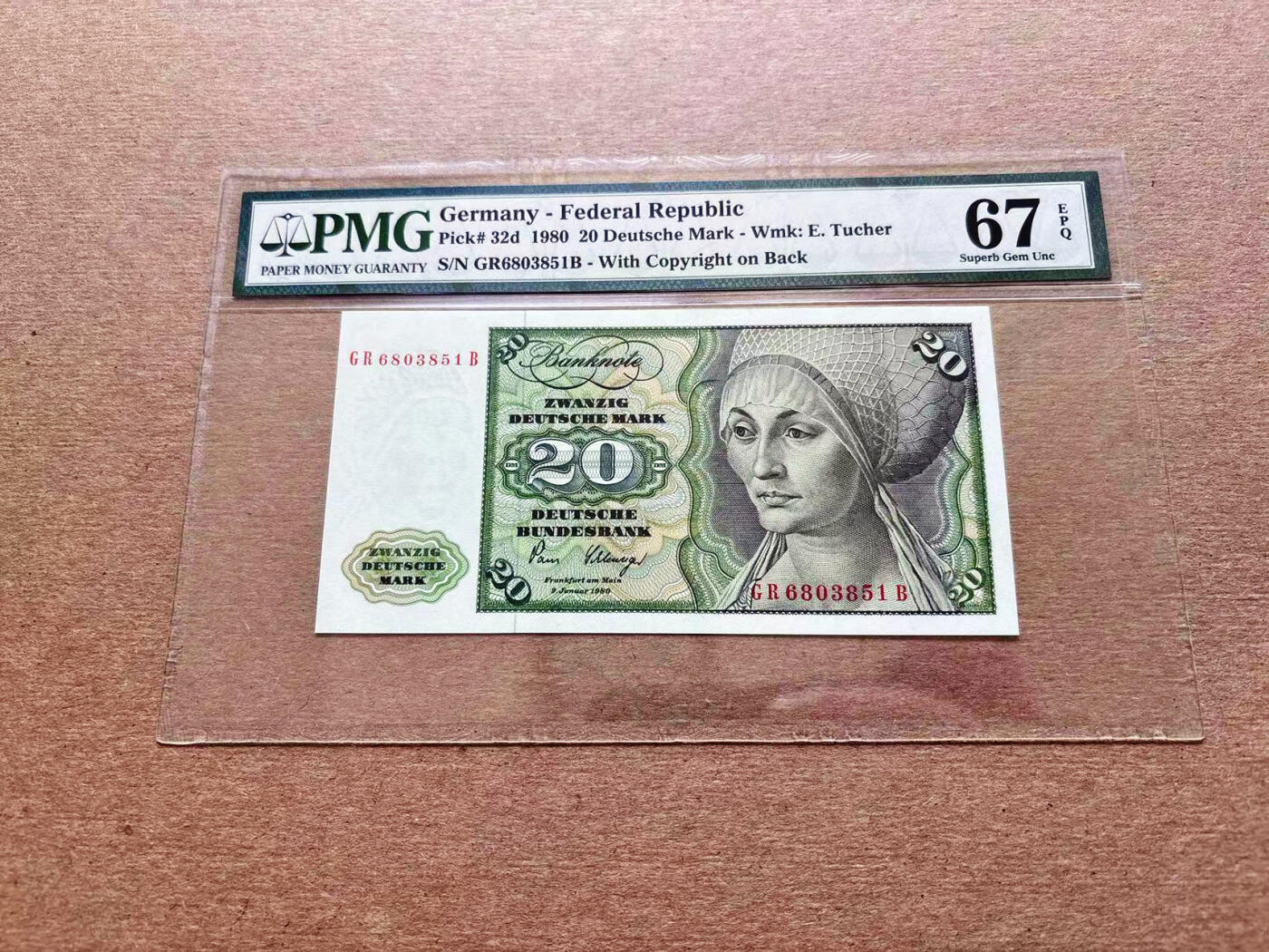【Blue Auction】✨世界纸币精拍第536期【精】 【无47】德国 1980年20马克 PMG67EPQ 高分