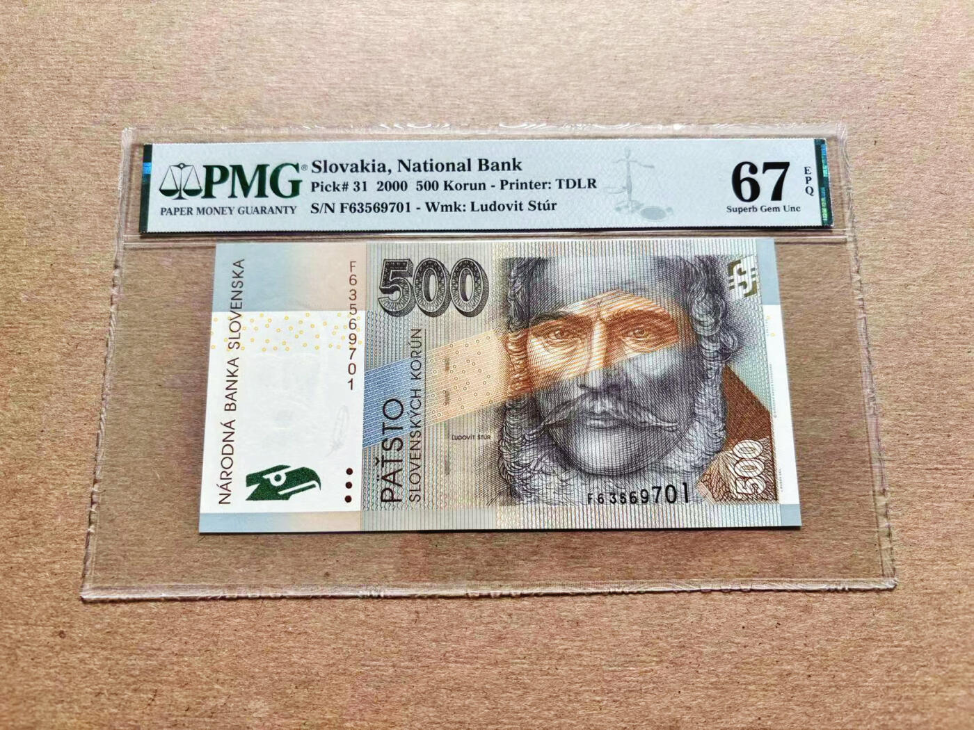 【Blue Auction】✨世界纸币精拍第536期【精】 斯洛伐克 2000年500克朗 PMG67EPQ高分  