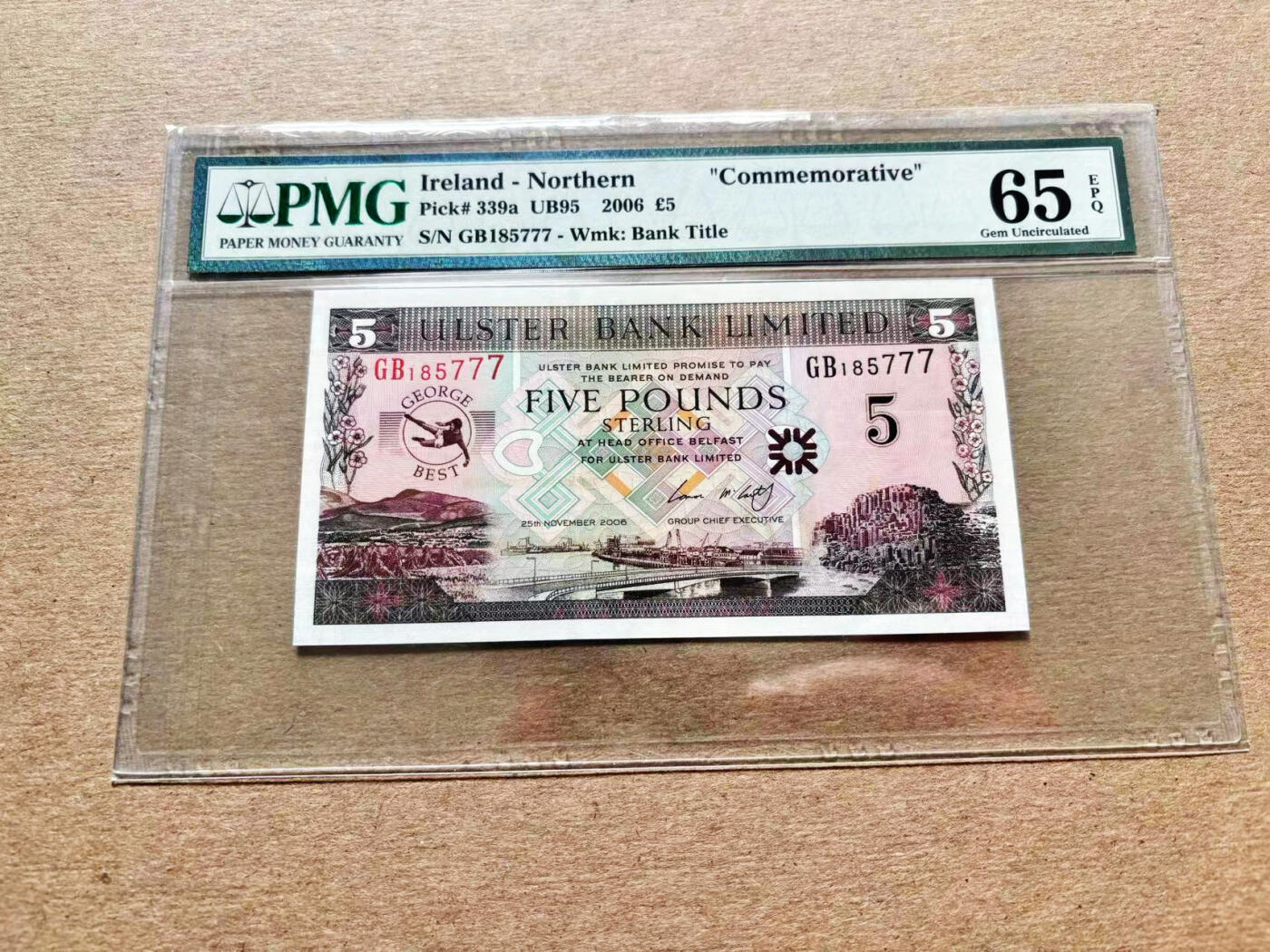【Blue Auction】✨世界纸币精拍第536期【精】 【777豹子号】北爱尔兰 2006年5镑 PMG65EPQ 