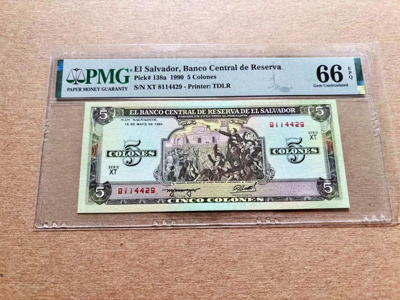 【Blue Auction】✨世界纸币精拍第536期【精】 萨尔瓦多 1990年5克朗 PMG66EPQ 