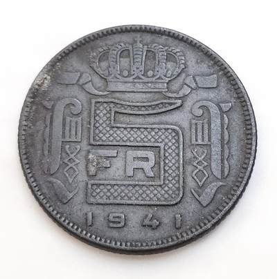第一海外回流一元起拍收藏 散集专场 第113期 - 1941年德占比利时硬币5法郎